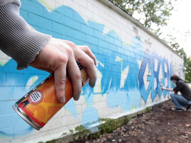 Junge Graffiti-Kuenstler setzten am Sonntag,.jpg