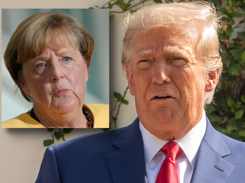 Politische Gegner: Trump und Merkel.