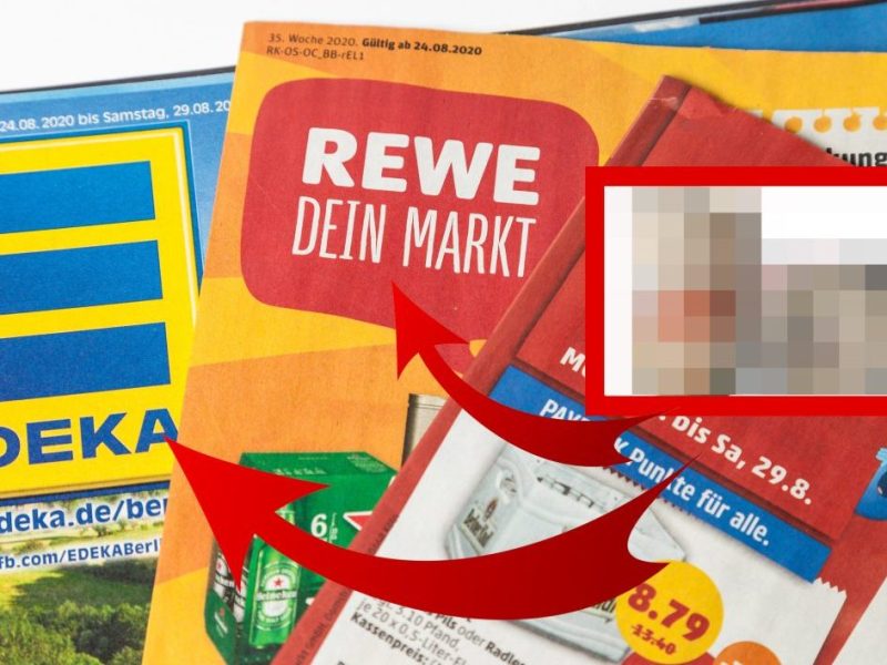 Edeka und Rewe Prospekte Symbolbild