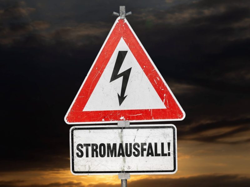 Stromausfall-Warnschild