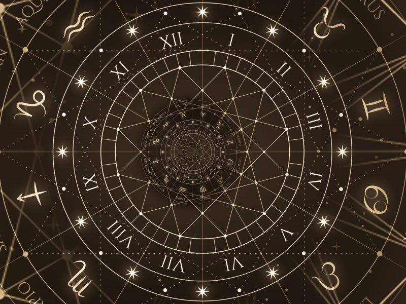 Tierkreiszeichen mit allen Zahlen.