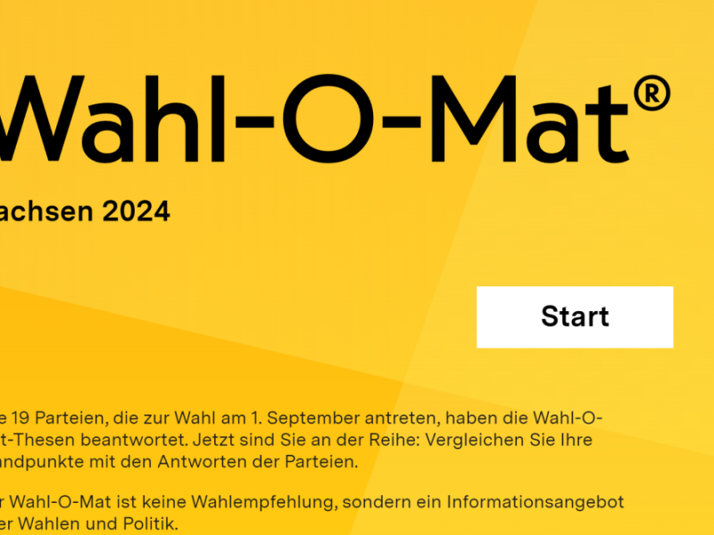 Knapp vier Wochen vor der Sachsen-Wahl geht der Wahl-O-Mat an den Start. Er soll Unentschlossenen bei der Wahlentscheidung helfen.