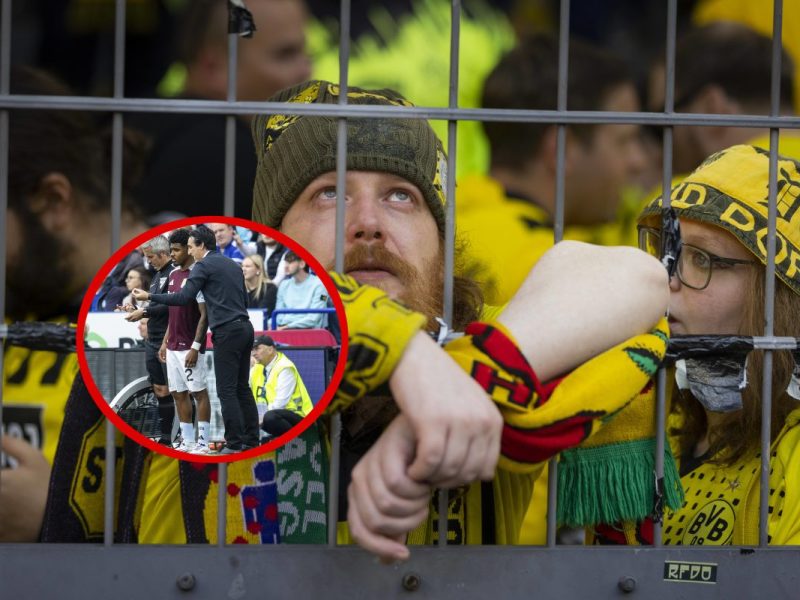 Hier schauen die Anhänger von Borussia Dortmund genau hin. Ein Anblick ist für alle Borussen nur schwer zu ertragen.