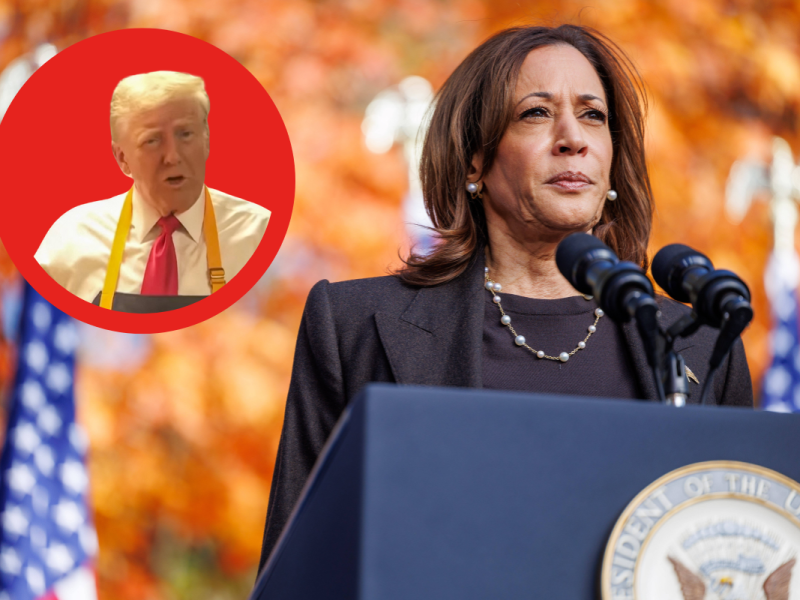 Donald Trump stichelt gegen Harris mit zwei Vorwürfen.