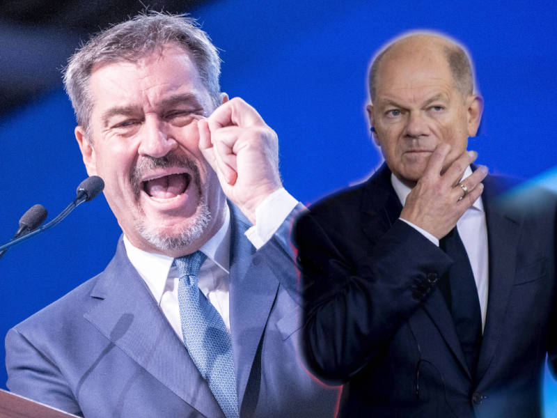 Auf dem CSU-Parteitag teilt Söder gegen Scholz aus.